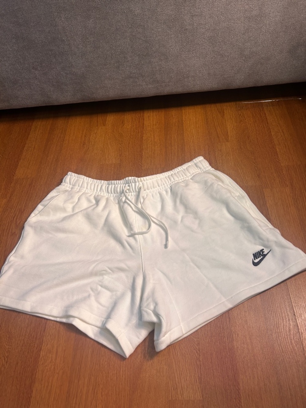 Nike White Athletic Fleece Shorts with Drawstring